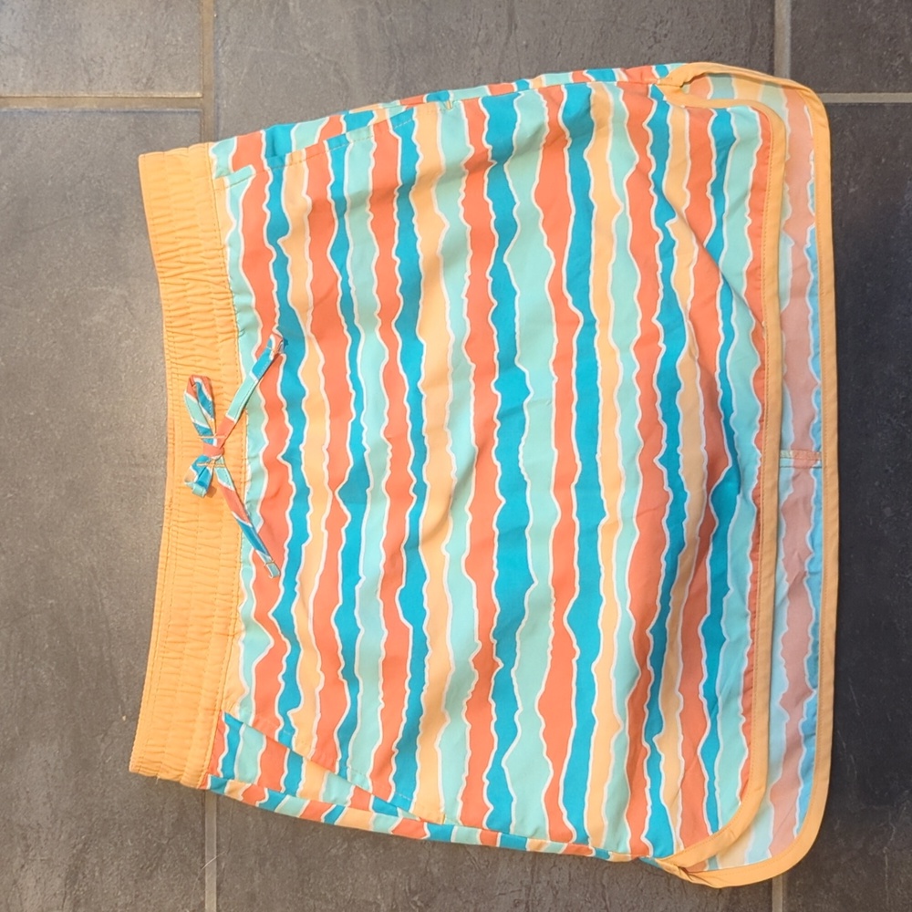 Columbia Blue And Orange Striped Tennis Skirt